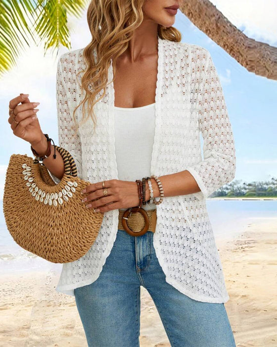 Elegante effen gekleurde kanten jas