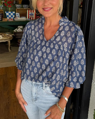 Blouse Driekwart Mouw Bedrukt Casual