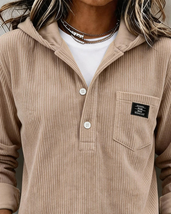 Hoodie Ribfluweel Halve Knoop