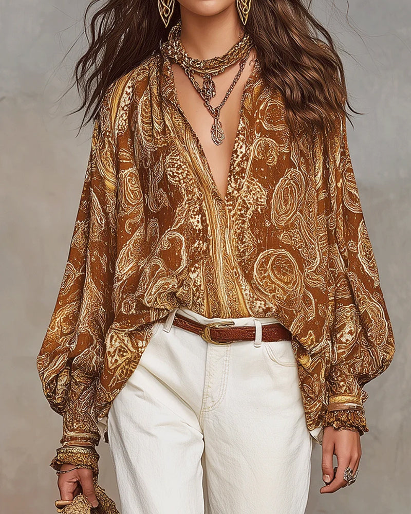 Blouse V-Hals Print Casual