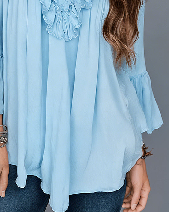 Blouse Elegante V-Hals Ruffle