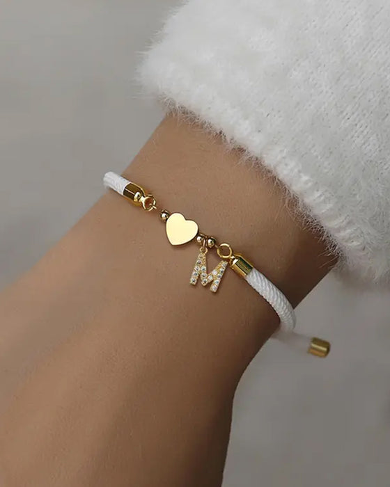 Initieel Hart Charm Link Modieus Armband