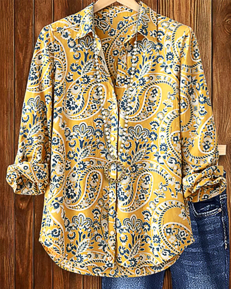 Shirt Rever Paisley Lange Mouw