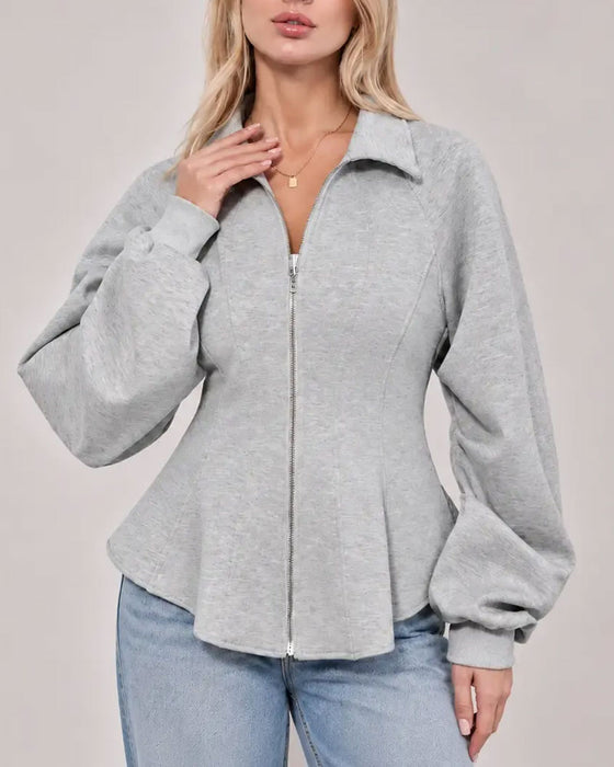 Jas Revers Rits Geplooide Taille