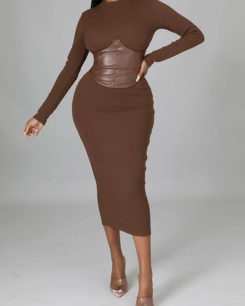 Jurk In Effen Kleur Met Paneeldetails En Bodycon Pasvorm