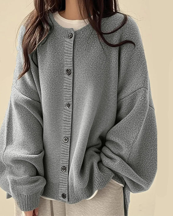 Cardigan Ronde Hals Geknoopt Trui