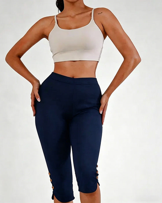 Leggings Effen Slim-Fit Ingekort