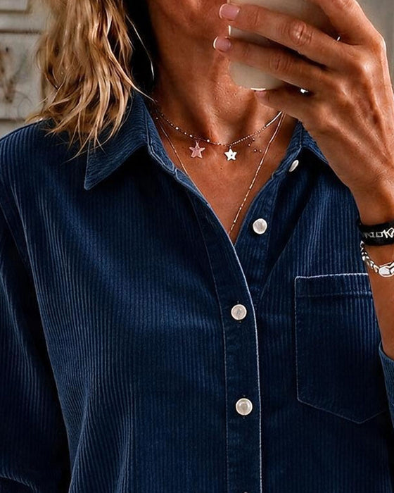 Blouse Ribfluweel Asymmetrische Zoom