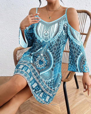 Jurk Strapless Off-the-shoulder Gedrukt Shift