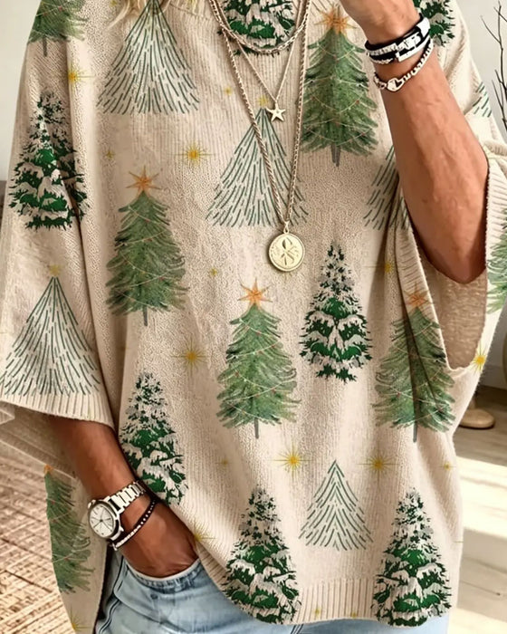 Pullover Half Mouw Kerstboom Los
