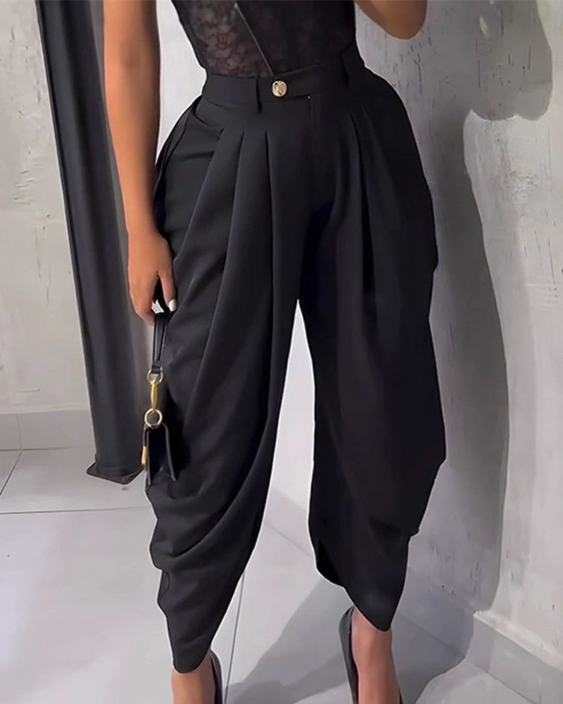 Broek Casual Effen Papieren Zak Cropped