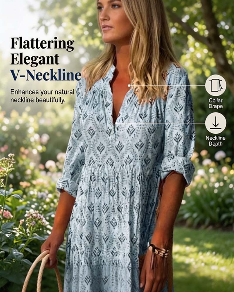 Jurk Vintage V-Hals Bloemen
