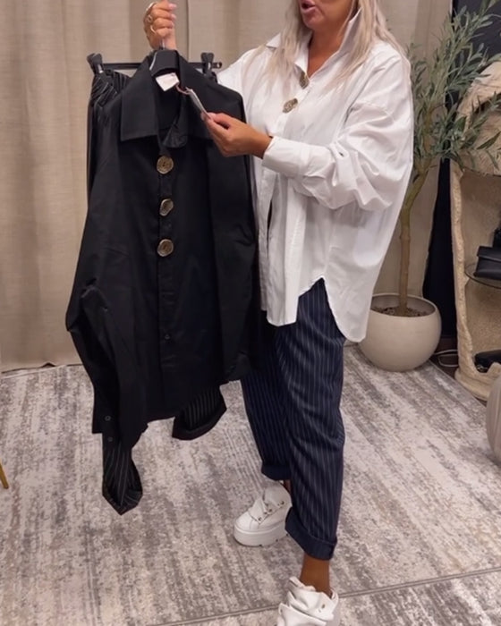 Stijlvol effen overhemd met revers en knoop