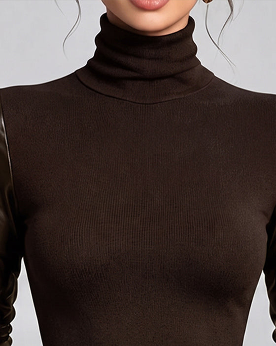 Top Turtleneck Patchwork Effen