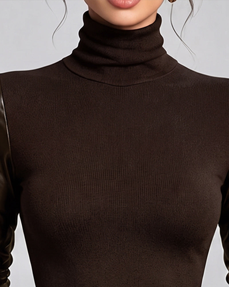 Top Turtleneck Patchwork Effen