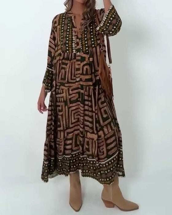 Jurk Etnische Geometrische Print