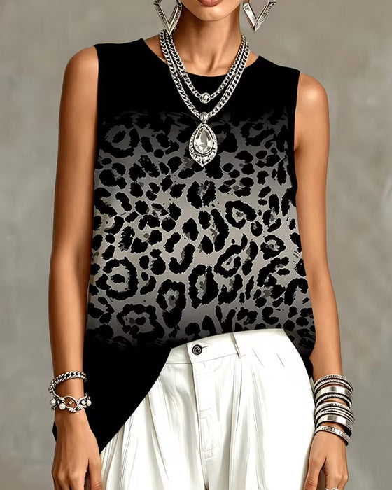 Tank Top Ombre Luipaard Mouwloos