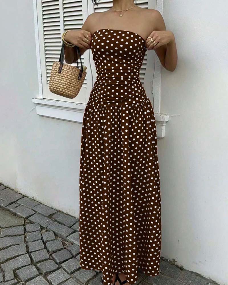 Jurk Stipjes Bandeau A-Lijn Lang