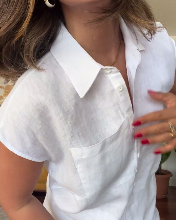 Pak Katoen En Linnen Effen Kleur Casual Broek