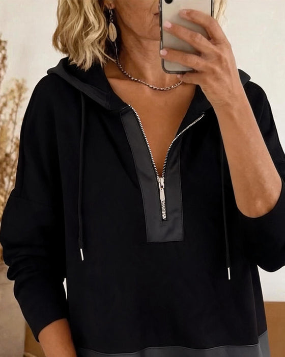 Hoodie Met Rits Capuchon Contrast Trekkoord