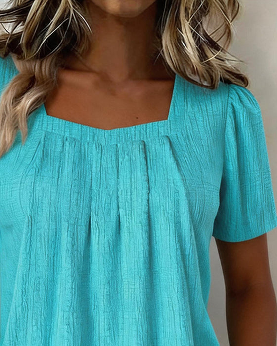 Casual Blouse Vierkante Hals Effen Kleur