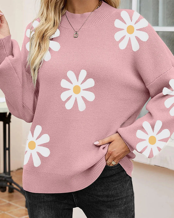 Bedrukte Lange‑Mouw Pullover