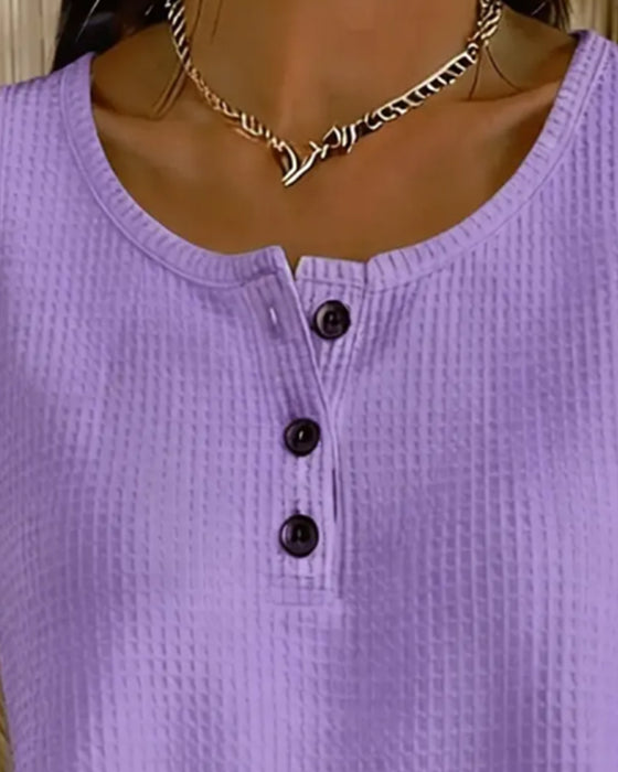 Tank Top Rondhals Mouwloos Wafel Knoop