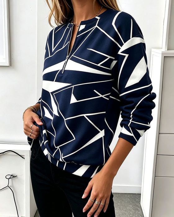 Sweatshirt Casual Rits Lange Mouw