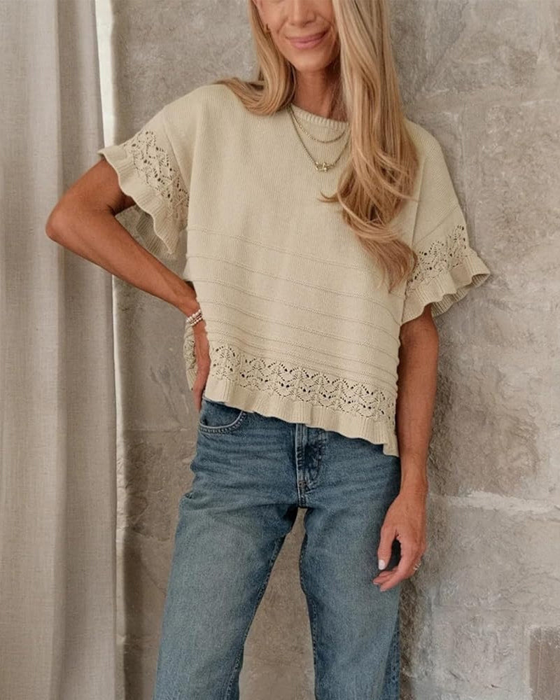 Blouse Ronde Hals Ruche Zoom Uitgesneden