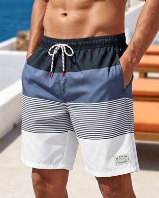 Shorts Heren Color-Block Gestreept Strand