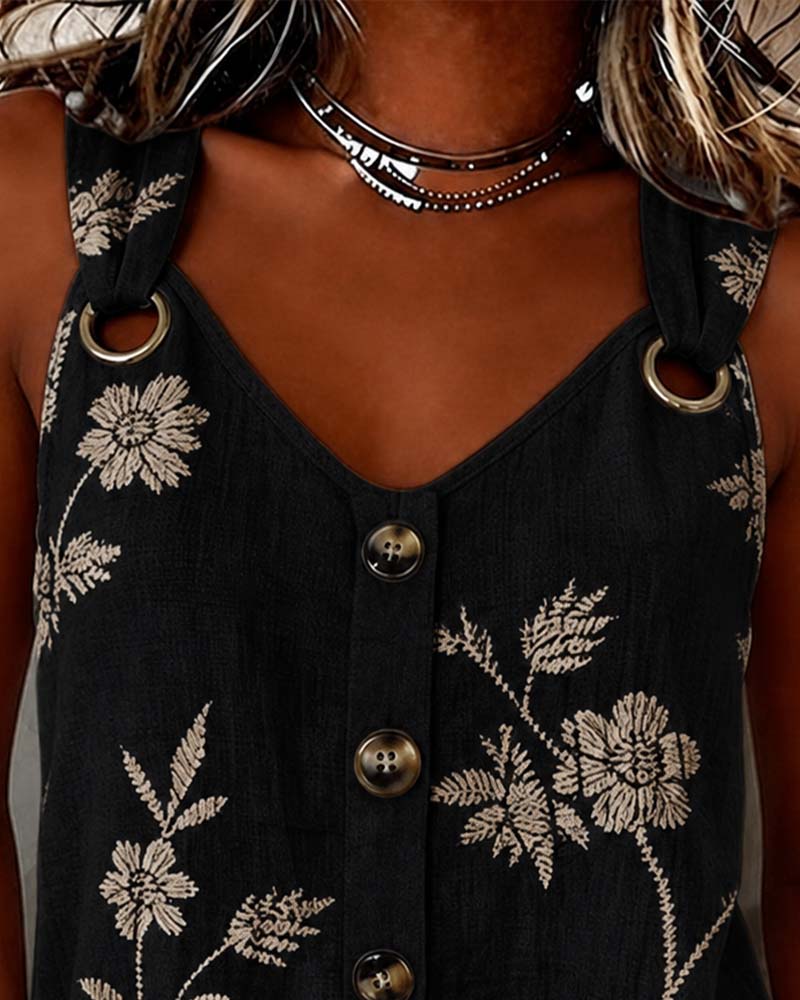 Tank Top Bloemen Camisole Metalen Ring
