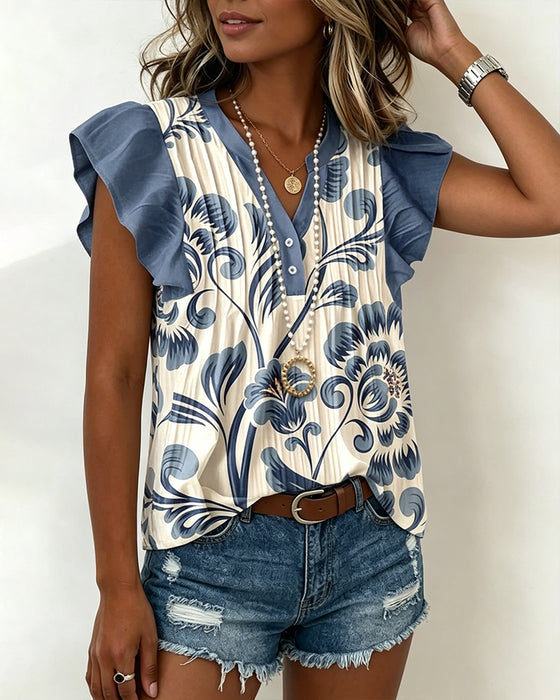 Blouse Bloemenprint Kleine Fladdermouw