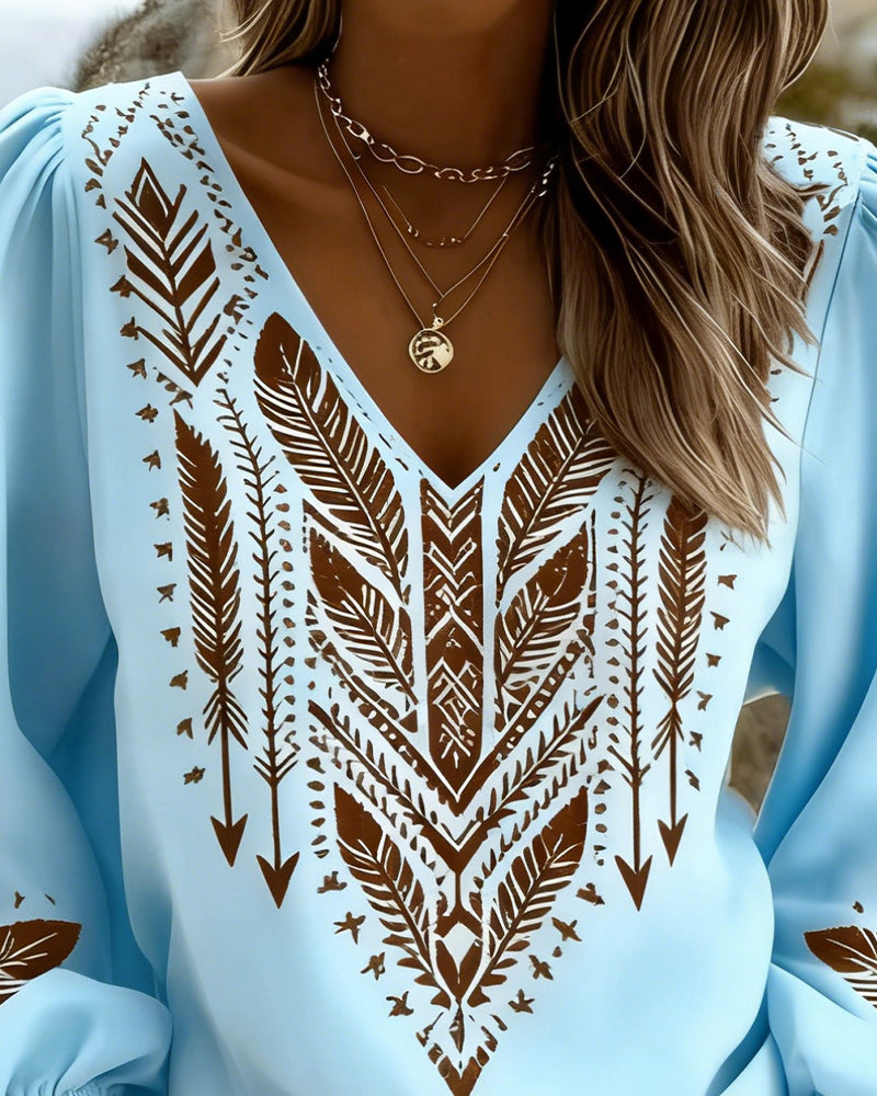 Blouse Poofmouw V-Hals Wijdvallend