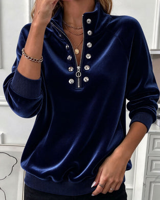 Sweatshirt Coltrui Rits Knoop Lange Mouw