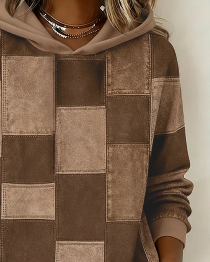 Stijlvolle Geruite Hoodie Met Lange Mouwen