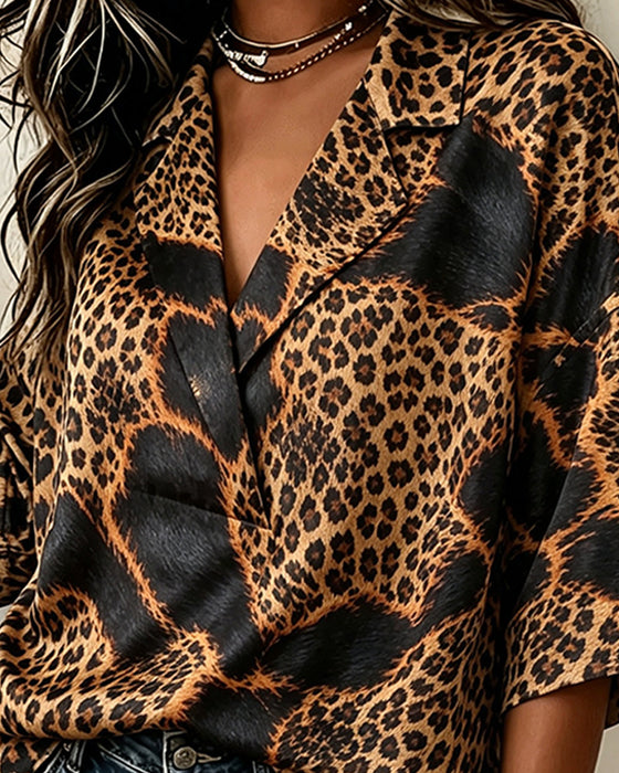 Blouse Slag Kruis Luipaard