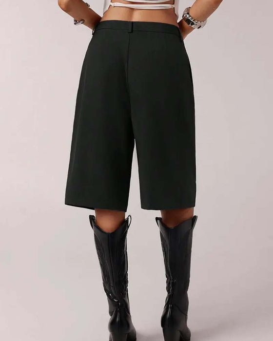 Blazer Broek Bermuda Rechte Pijp Zak Casual