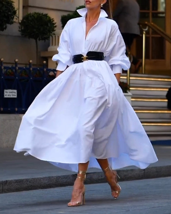 Effen kleur losse swingjurk