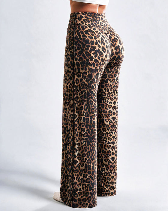 Broek Dames Luipaardprint Wijd Been Athletic