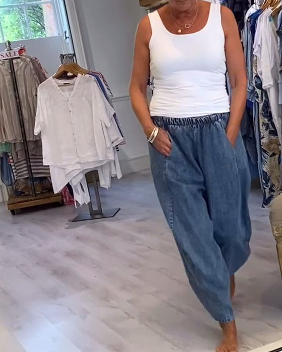 Casual Jeans Met Elastische Taille