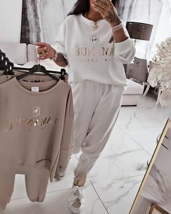 Set Sportief Casual Gedrukt Tweedelig