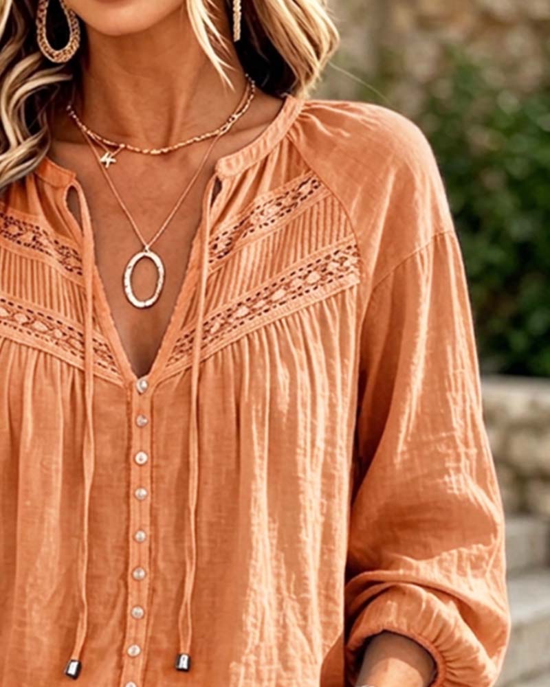 Blouse Casual Hollow Out Kant