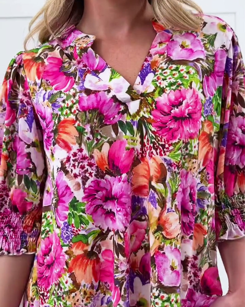 Blouse Korte Mouw Modieus Bloemen