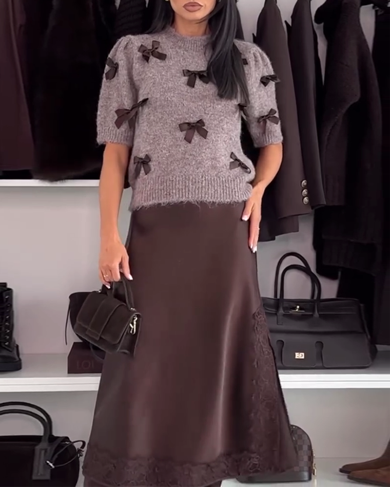 Trui Met Strikdecoratie En Ronde Hals