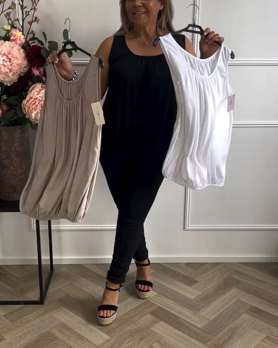 Tanktop Mouwloos Effen Geplooid