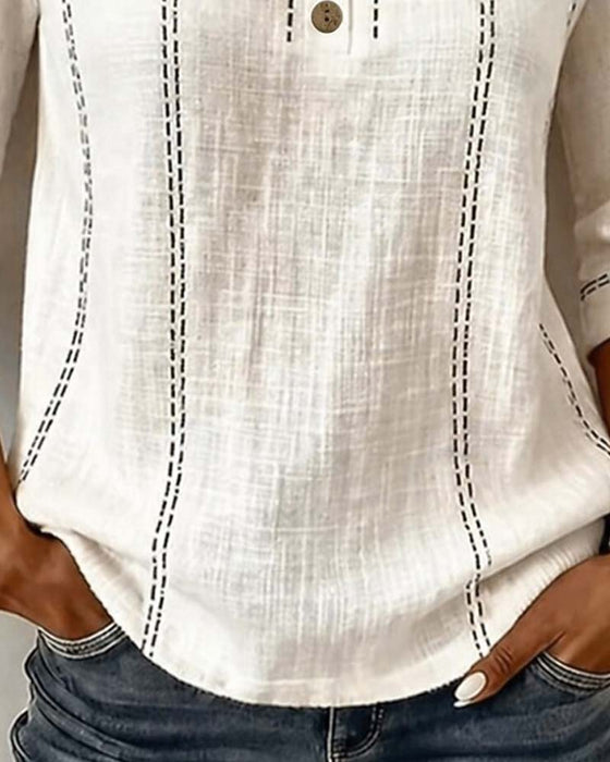 Blouse Ellebooglange Mouw Halfknoop Lijn