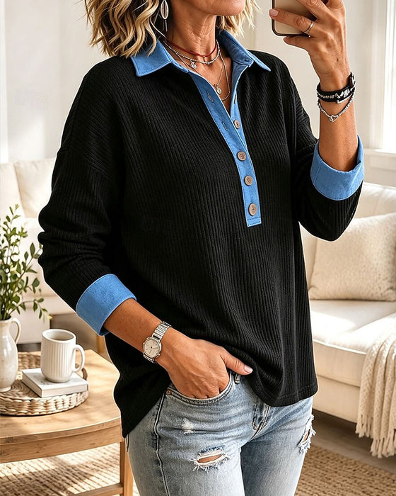 Top Trendy V-Hals Casual