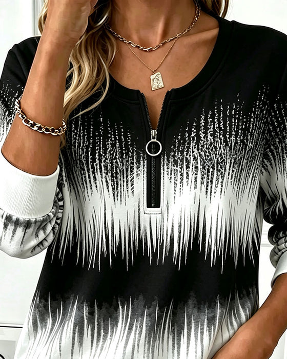 Sweatshirt Rits Rondhals Ombre