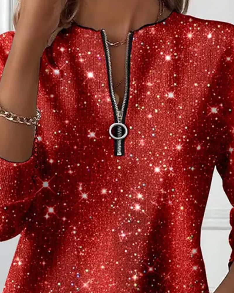 Casual Langmouwige Sweatshirt Met Halve Rits