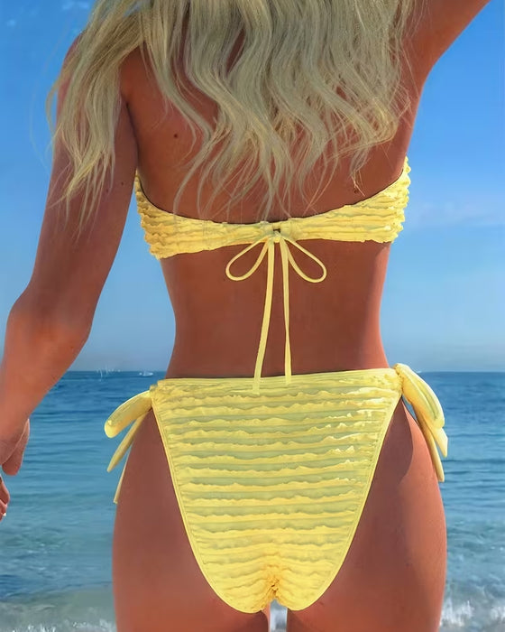 Bikini Halter Diepe V Hart Gerimpeld